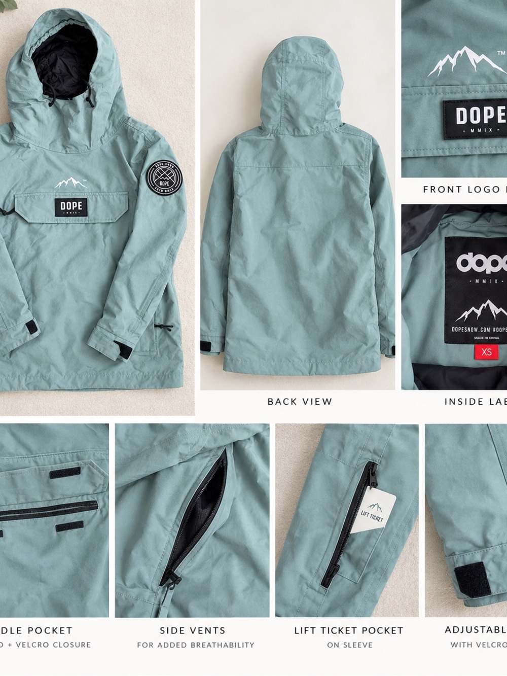 DOPE women’s jacket Faded green sz XS